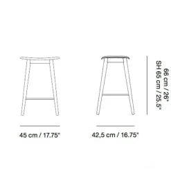 Barhocker^Muuto Fiber Barhocker mit Holzgestell 65cm