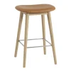 Barhocker^Muuto Fiber Barhocker mit Holzgestell 65cm Leder