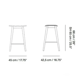 Barhocker^Muuto Fiber Barhocker mit Holzgestell 65cm Leder