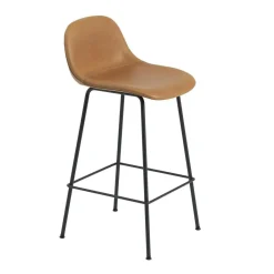 Barhocker^Muuto Fiber Barhocker mit Rückenlehne 65cm Leder