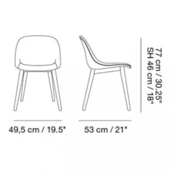 Stühle^Muuto Fiber Chair Stuhl gepolstert mit Holzgestell