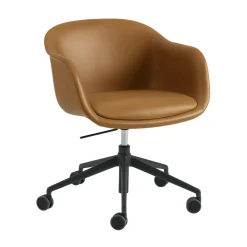 Muuto Fiber Conference Drehstuhl mit Rollen und Gaslift Leder| Stühle