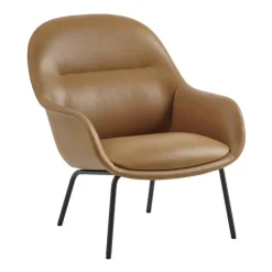 Muuto Fiber Lounge Armchair gepolstert mit Rohrgestell Leder| Stühle