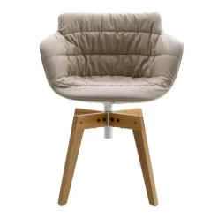 Stühle^MDF Italia Flow Slim Armlehnstuhl Eiche gepolstert