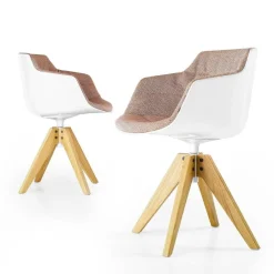 Stühle^MDF Italia Flow Slim Armlehnstuhl Gestell Eiche VN gepolstert