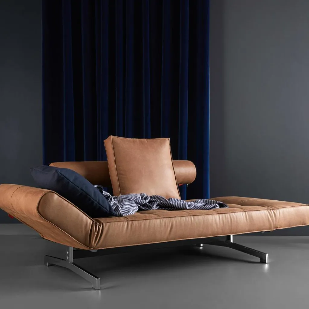 Schlafsofas^Innovation Living Ghia Schlafsofa Stoff-/Ledermischung Beine Stahl verchromt