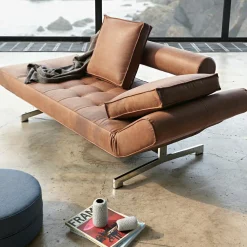 Schlafsofas^Innovation Living Ghia Schlafsofa Stoff-/Ledermischung Beine Stahl verchromt