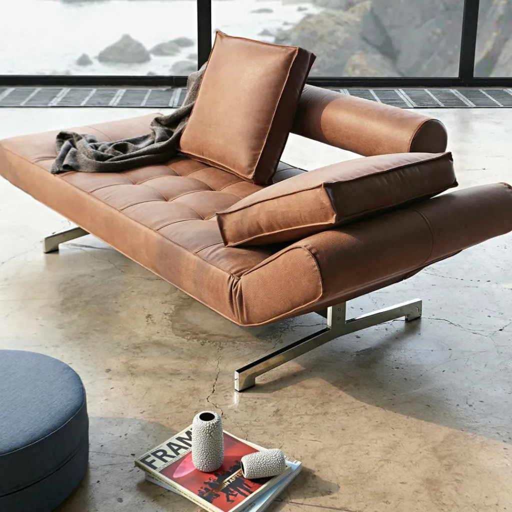 Schlafsofas^Innovation Living Ghia Schlafsofa Stoff-/Ledermischung Beine Stahl verchromt