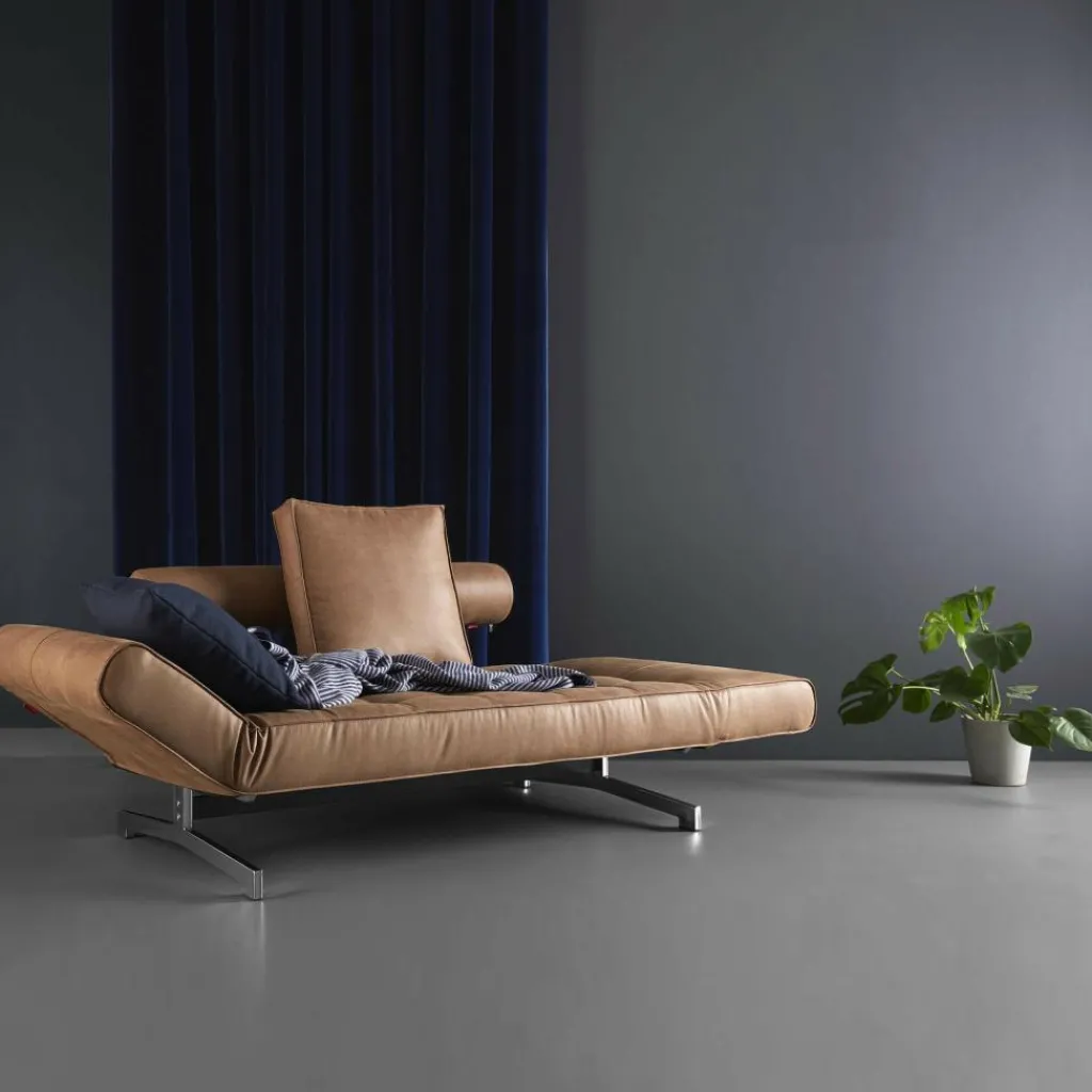 Schlafsofas^Innovation Living Ghia Schlafsofa Stoff-/Ledermischung Beine Stahl verchromt