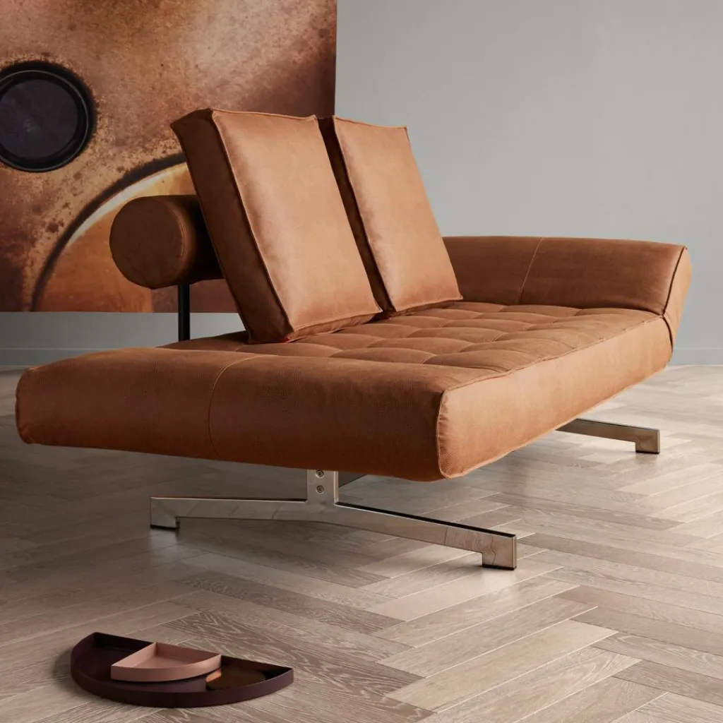 Innovation Living Ghia Schlafsofa Stoff-/Ledermischung Beine Stahl verchromt| Sofas