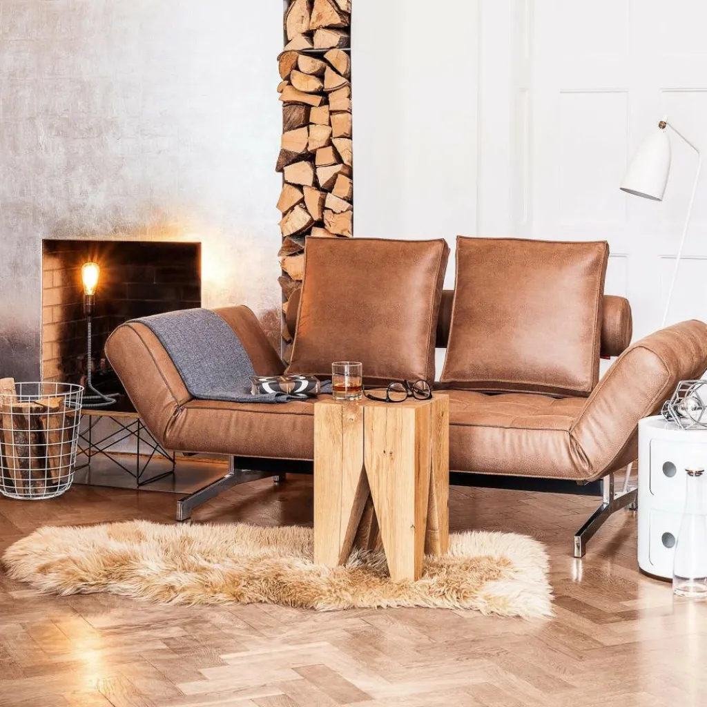 Innovation Living Ghia Schlafsofa Stoff-/Ledermischung Beine Stahl verchromt| Sofas