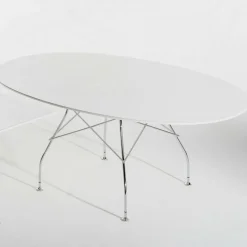Tische^Kartell Glossy Esstisch oval Gestell Stahl verchromt