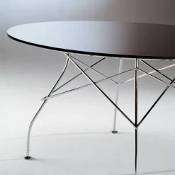 Tische^Kartell Glossy Esstisch oval Gestell Stahl verchromt