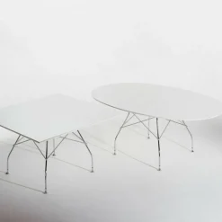 Kartell Glossy Esstisch oval Gestell Stahl verchromt| Esstische