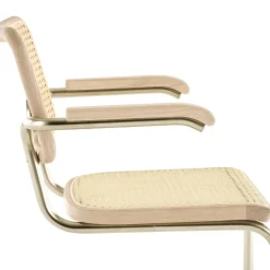 Thonet JS. a personal Interpretation by Jil Sander S 64 V Nordic Freischwinger Armlehnstuhl mit Rohrgeflecht| Stühle