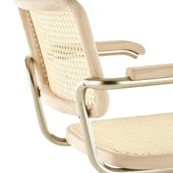 Thonet JS. a personal Interpretation by Jil Sander S 64 V Nordic Freischwinger Armlehnstuhl mit Rohrgeflecht| Stühle