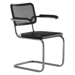 Stühle^Thonet JS. a personal Interpretation by Jil Sander S 64 V Serious Freischwinger Armlehnstuhl mit Rohrgeflecht