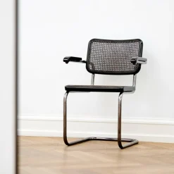 Stühle^Thonet JS. a personal Interpretation by Jil Sander S 64 V Serious Freischwinger Armlehnstuhl mit Rohrgeflecht