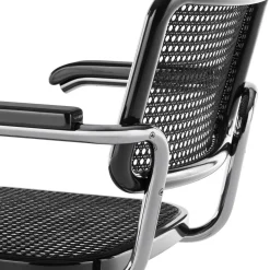 Stühle^Thonet JS. a personal Interpretation by Jil Sander S 64 V Serious Freischwinger Armlehnstuhl mit Rohrgeflecht