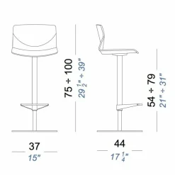 Lapalma Kai S39 Barhocker Sitzfläche Eiche 54-79cm| Barhocker