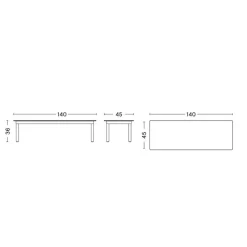 Beistelltische|Tische^HAY Kofi Couchtisch Gestell Eiche schwarz lackiert 140x50cm