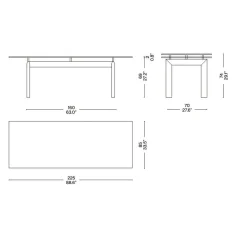 Esstische^Cassina LC6 Table tube d’avion
