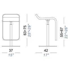Lapalma LEM S79 Barhocker Sitzfläche Leder 63-75cm| Barhocker