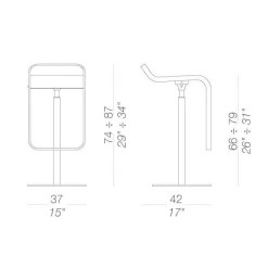 Lapalma LEM S80 Barhocker Sitzfläche Laminat 66-79cm| Barhocker