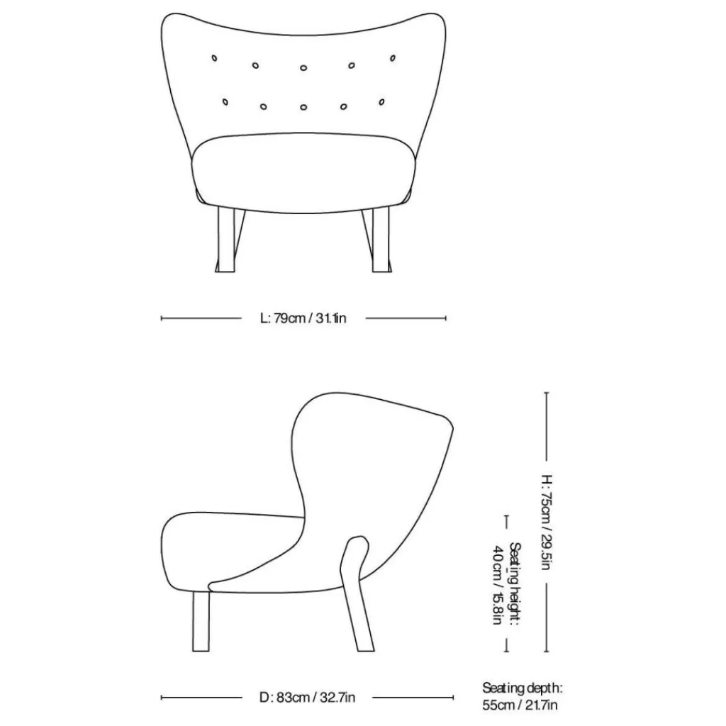 &Tradition Little Petra VB1 Loungesessel Gestell Walnuss| Sessel