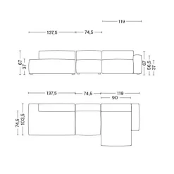 Sofas^HAY Mags Soft 3-Sitzer Sofa Armlehne niedrig 331x135,5x67cm