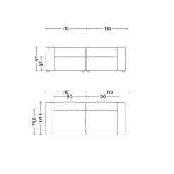 Sofas^HAY Mags Soft 2,5-Sitzer Sofa Leder 238x103,5x67cm