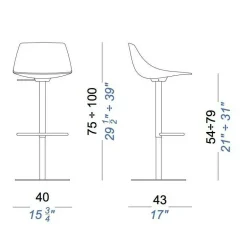 Lapalma Miunn S104 Barhocker Sitzfläche Kunststoff 75-100cm| Barhocker