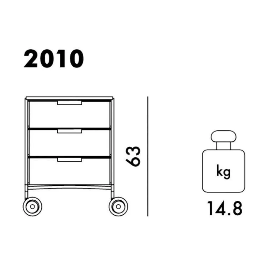 Kartell Mobil 3 Container mit Rollen| Container|Container
