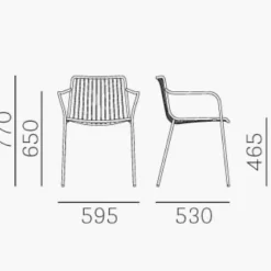 Gartenstühle^Pedrali Nolita 3655 Gartenarmlehnstuhl/niedrige Rückenlehne