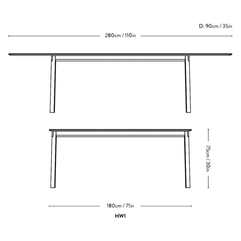 &Tradition Patch HW1 Esstisch 180x90x75cm ausziehbar| Esstische