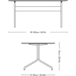 &Tradition Pavilion AV18 Schreibtisch 90x160cm Gestell chrom| Tische