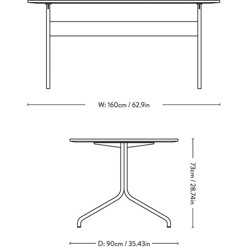 Tische|Schreibtische^&Tradition Pavilion AV18 Schreibtisch 90x160cm Gestell schwarz
