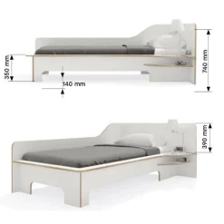 Kinderbetten^Müller Small Living Plane Einzelbett mit Bettkasten links 90x200cm