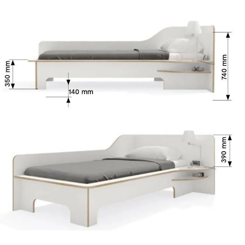 Müller Small Living Plane Einzelbett mit Bettkasten rechts 90x200cm| Betten|Kinderbetten