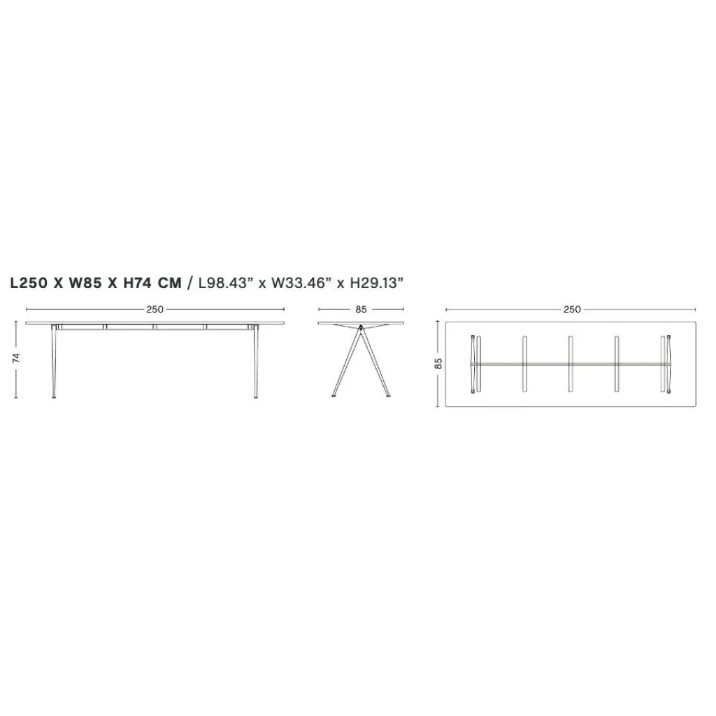 Tische|Esstische^HAY Pyramid 02 Tisch Gestell schwarz 250x85cm