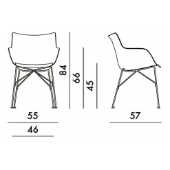 Stühle^Kartell Q/Wood Armlehnstuhl 55x84x57cm