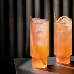 Ferm Living Ripple Longdrinkglas 4er Set| Barzubehör