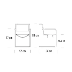 Thonet S 34 Freischwinger Armlehnstuhl Kernleder| Stühle