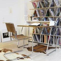 Thonet S 33 Pure Materials Freischwinger Stuhl Büffelleder| Stühle