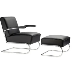 Thonet S 411 Sessel mit Hocker Leder| Sessel
