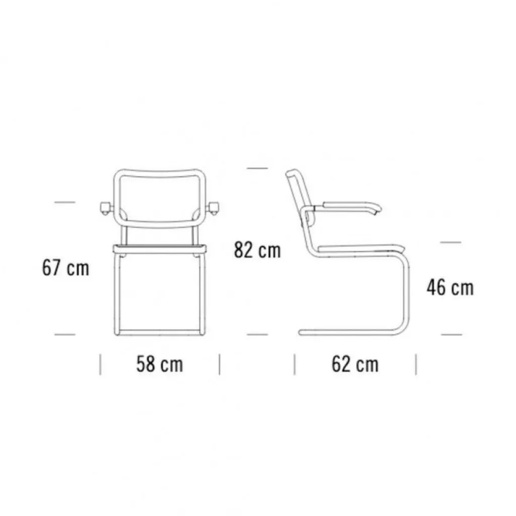 Thonet S 64 V Freischwinger Armlehnstuhl mit Rohrgeflecht 4er Set| Stühle