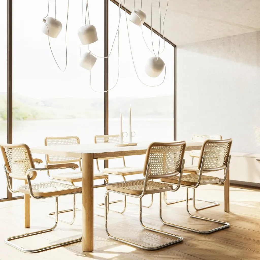 Thonet S 64 V Freischwinger Armlehnstuhl mit Rohrgeflecht 4er Set| Stühle