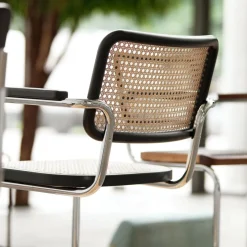 Thonet S 64 V Freischwinger Armlehnstuhl mit Rohrgeflecht 4er Set| Stühle