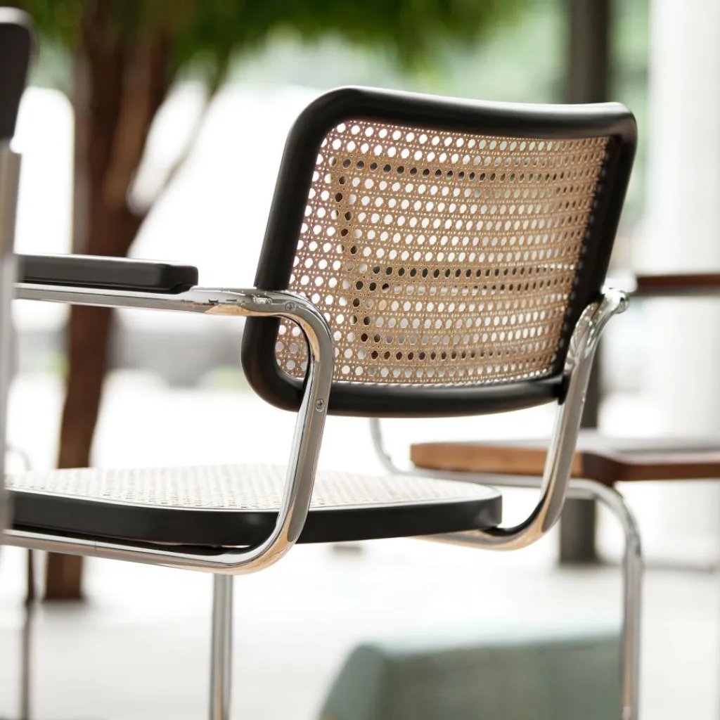 Thonet S 64 V Freischwinger Armlehnstuhl mit Rohrgeflecht 4er Set| Stühle