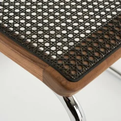 Stühle^Thonet S 64 V Freischwinger Armlehnstuhl mit Rohrgeflecht Dark Melange Gestell verchromt